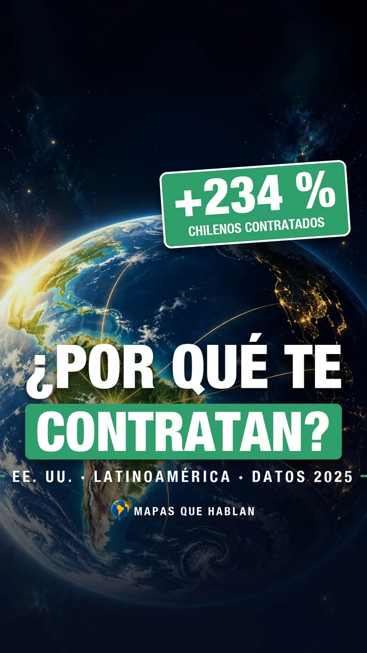 Portada de Mapas que hablan con el título ¿Por qué contratan a latinos? y las horas de Nueva York, Bogotá, Lima e India